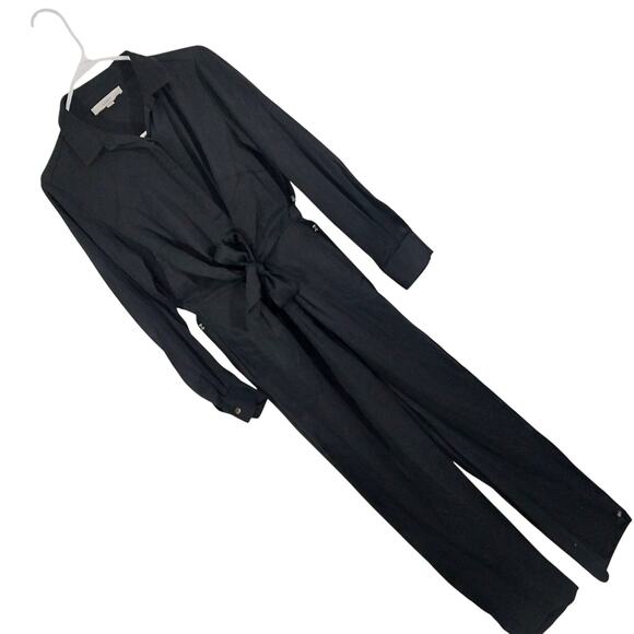 LOFT! RICH BLACK ONE PIECE BUTTON FRONT, BELTED JUMPSUIT, ONESIE, ROMPER! SZ 0 - Picture 11 of 11